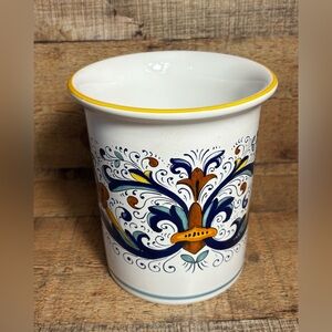 Italian Nova Deruta Ceramica Pottery Kitchen Utensil Holder Hand Painted Italy
